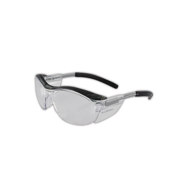 Reader Safety Glasses, Gray Clear Lens, Uncoated Coating, Standard